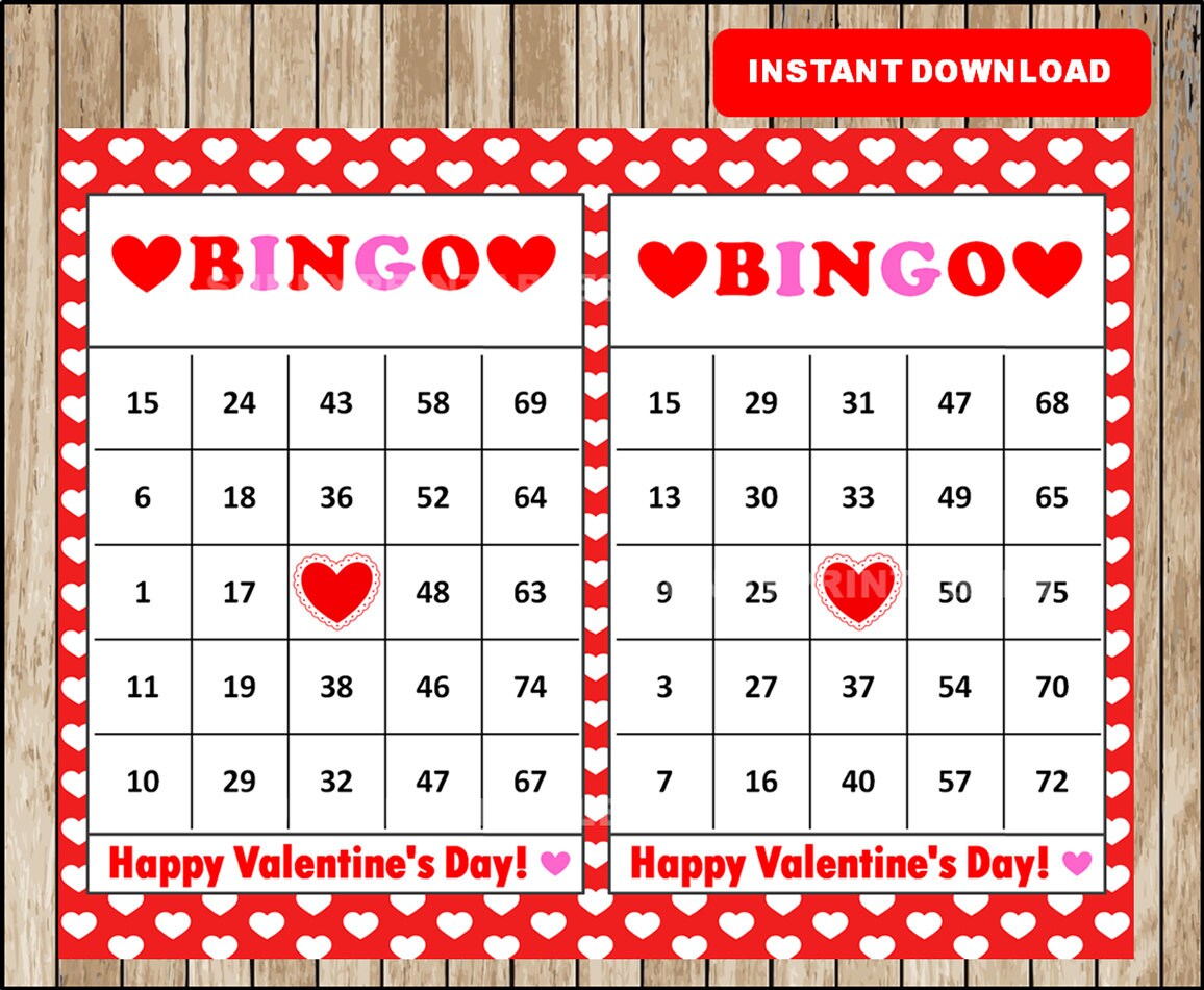 24 Valentine Bingo Cards Free Printable