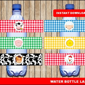 Farm water bottle labels; printable Farm Bottle labels, Farm party water bottle instant download