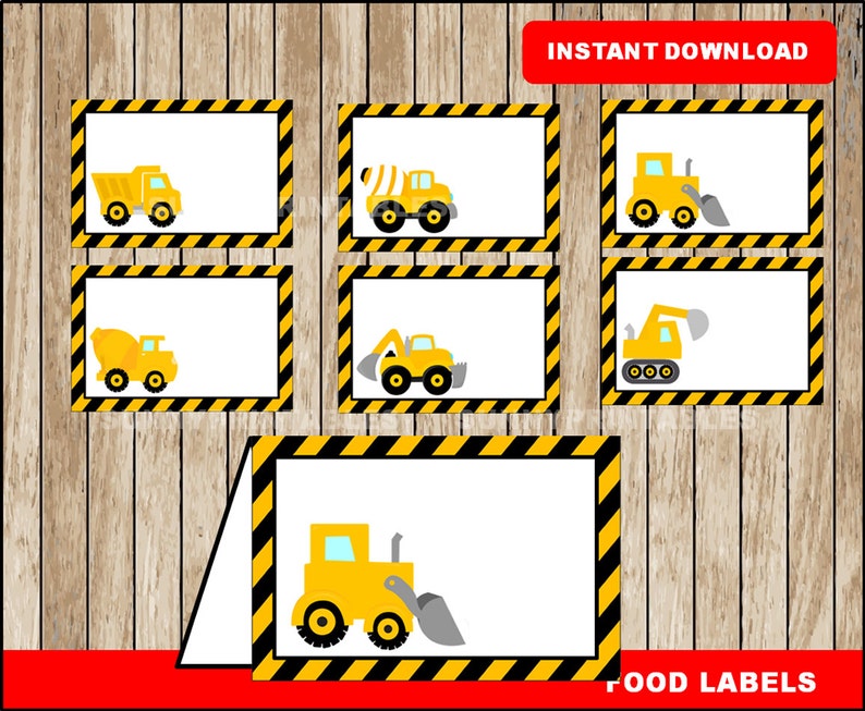 Construction Food Labels Printable Construction Tent Cards - Etsy