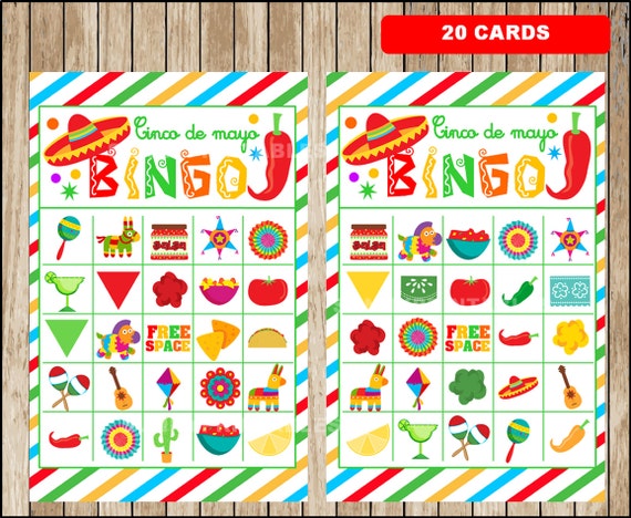 Mexican fiesta Bingo Game Printable 20 different Cards | Etsy