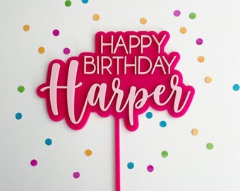 Custom Cake Topper. Personalized. Happy Birthday. Kids Name Cake. Celebration. Acrylic Cake Topper
