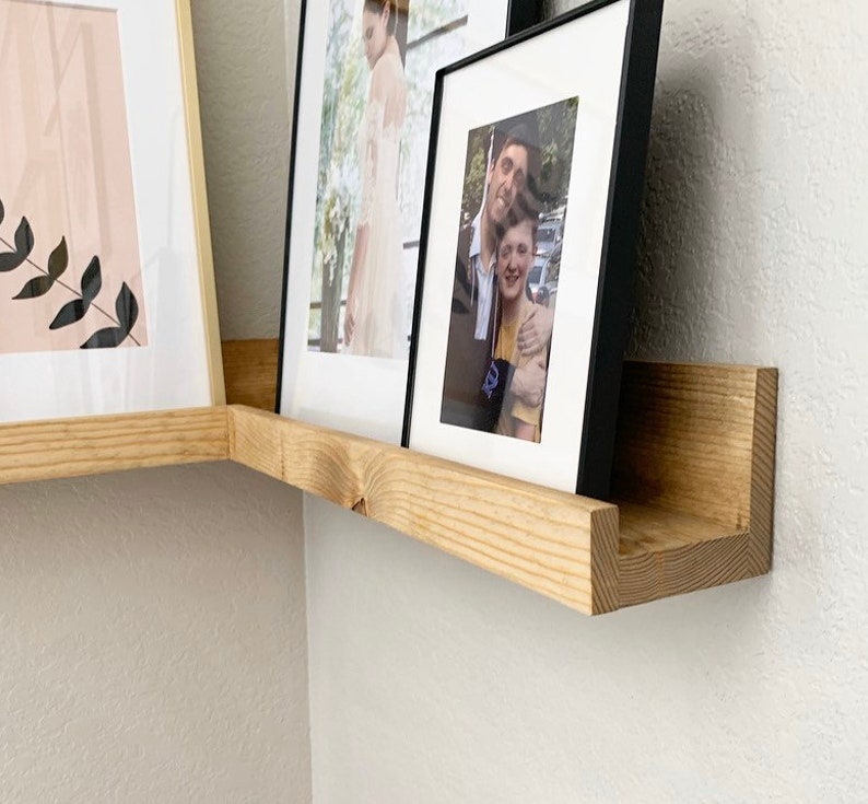 Corner Picture Ledge . Wall Shelf . Wood Shelves . Gallery Etsy