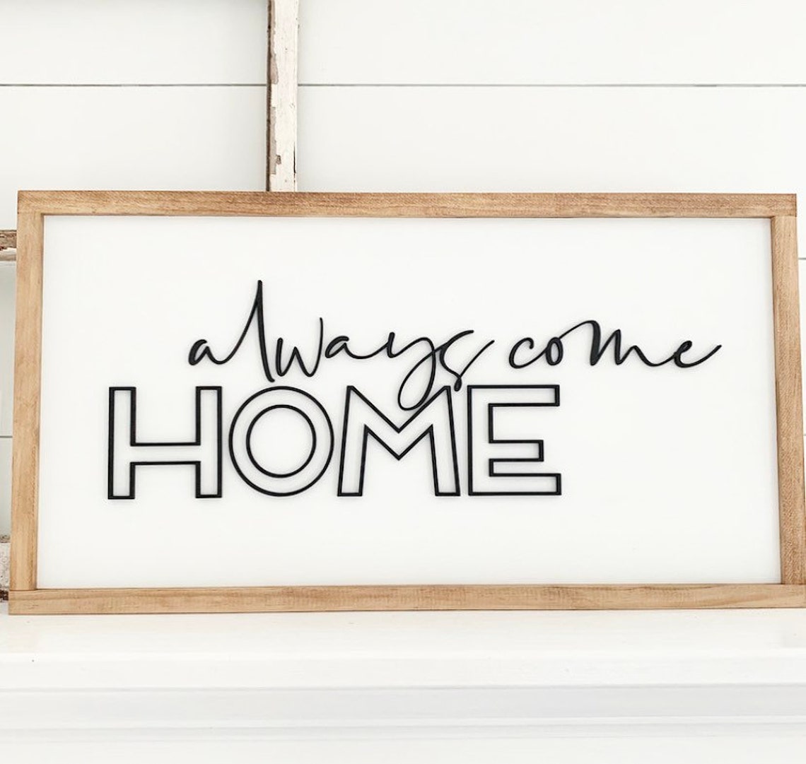 always-come-home-wood-sign-wooden-sign-framed-sign-gift-etsy