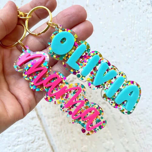 Name Keychain Acrylic Tag Personalized Name Clip Backpack Etsy