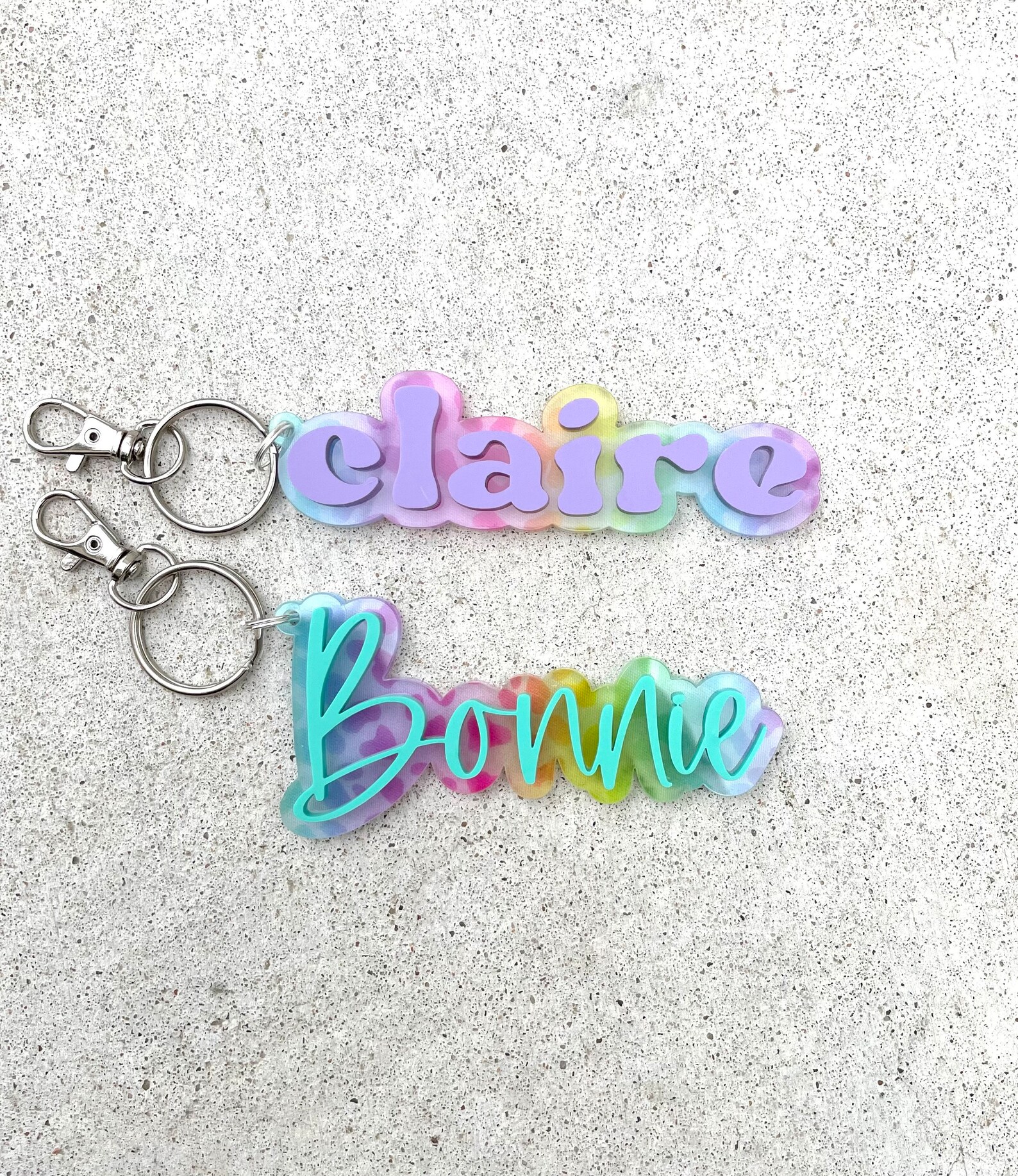 Name Keychain Acrylic Tag Personalized Name Clip Animal Etsy