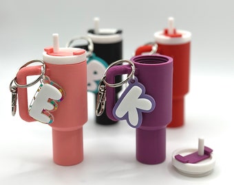 Mini Tumbler Keychain. Chapstick Holder. Money Holder. Medicine Container. Tumbler Replica Keychain. Initial Charm. Personalized