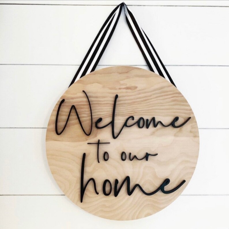 Round Sign. Wood Sign. to Our Home. Front Door Decor. Etsy