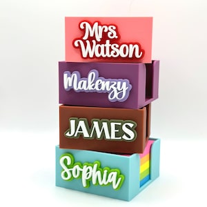 Personalized Sticky Note Holder: Custom Teacher Desk Organizer