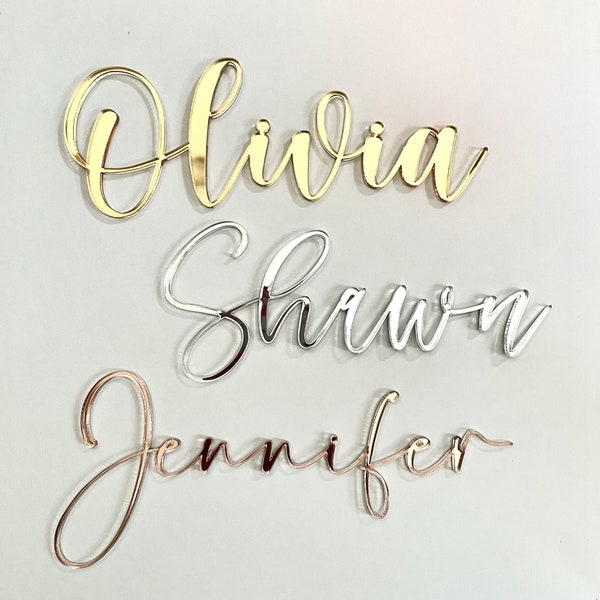 Personalized Place Settings. Acrylic Stocking Tags. Birthday. Cut Out Names. Wedding. Cake. Custom Names