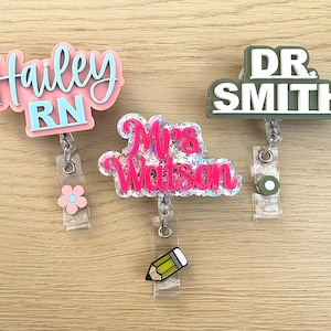 Personalized Retractable Name Badge Reel: Teacher, Nurse, Custom Colors