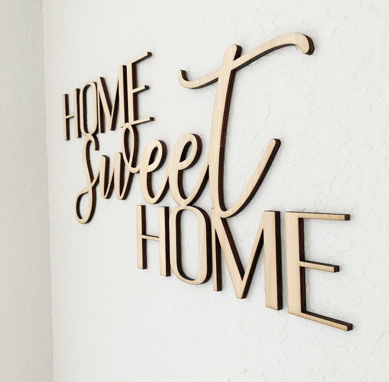 Home Sweet Home Cut Out . Wood Words . Laser Cut . Raised | Etsy
