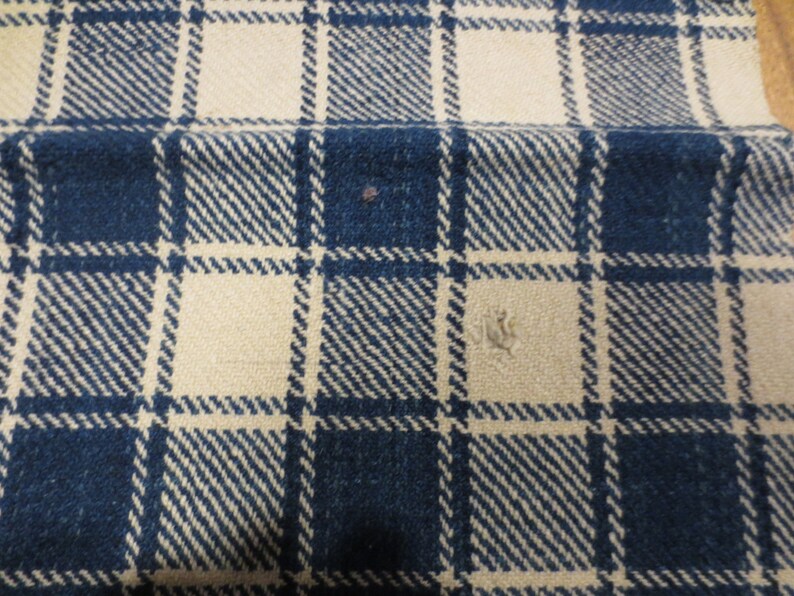 Antique Homespun Wool Blanket Section Indigo Blue & Cream Etsy