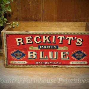 Old Laundry Bluing Wooden Box with Label | Primitive Antiques