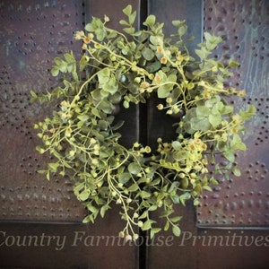 Seeded Eucalyptus Candle Ring | Small Window Wreath | Primitive Home Decor