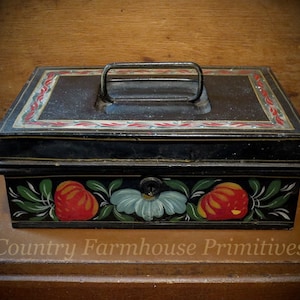 Vintage Tole Painted Document Box | Primitive Antiques