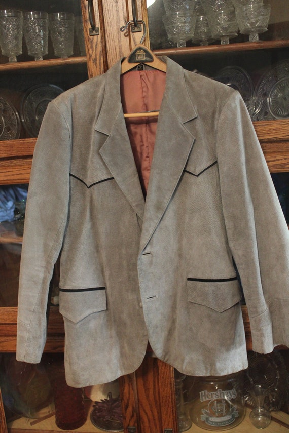 Sheplers Vintage Gray Leather Blazer Jacket size … - image 1