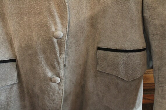 Sheplers Vintage Gray Leather Blazer Jacket size … - image 3