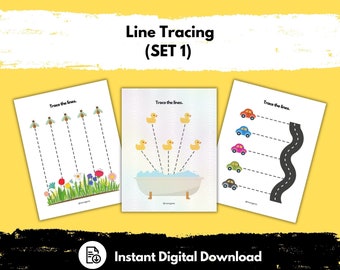 Line Tracing, Set 1 (fine motor skills, learn to write, toddler learning, early learning, preschool worksheets, printable, instant download)
