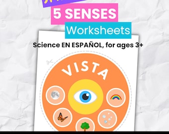 Spanish 5 Senses Worksheets for Preschool | Science EN ESPAÑOL, No Prep Printable PDF | Ages 3-5