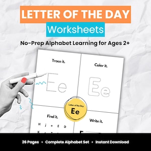 Letter of the Day Worksheets | No-Prep Alphabet Worksheets for Toddlers & Preschool, ABC Learning Printables Ages 2+