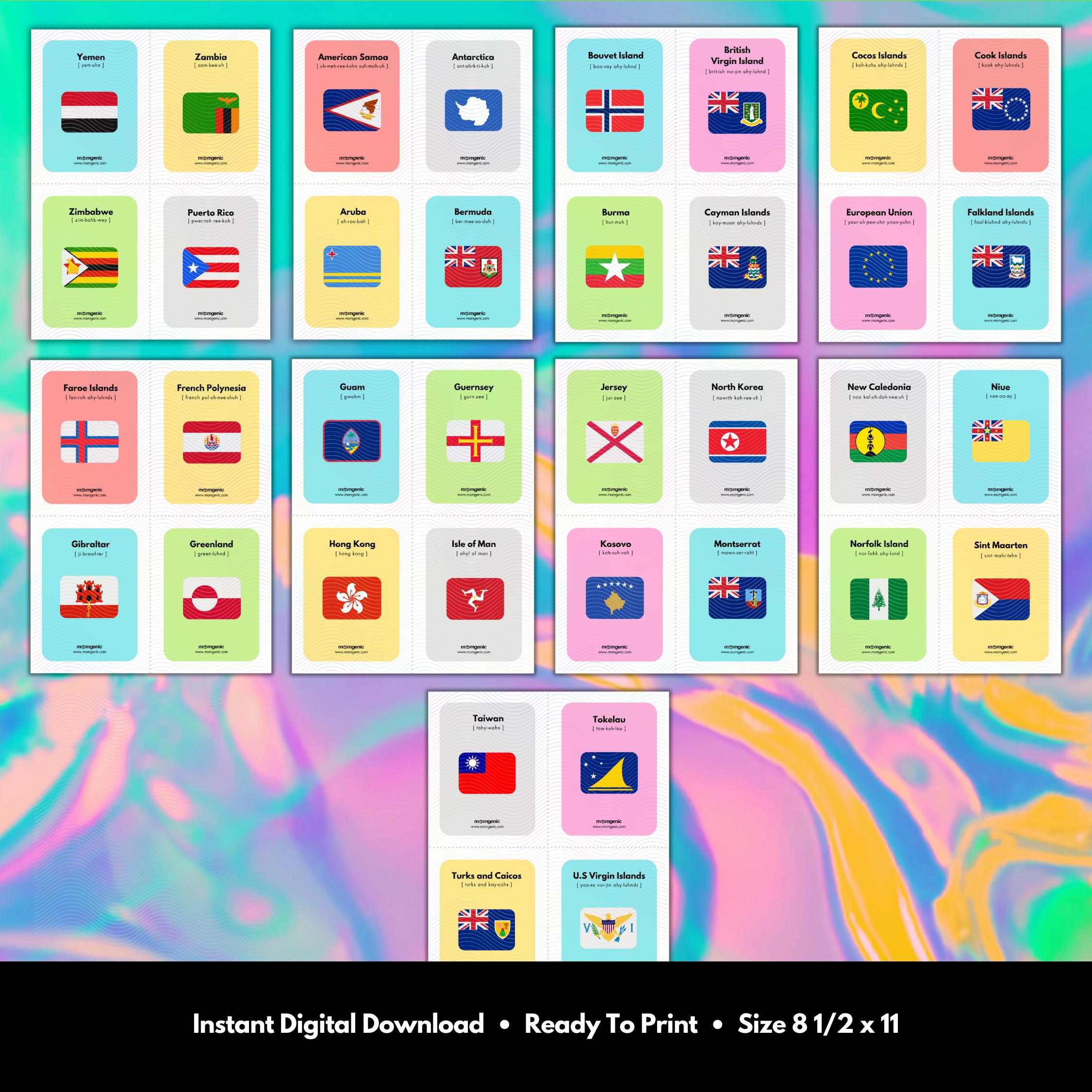 World Flag Flashcards Printable | Geography Learning for Kids Ages 4 ...