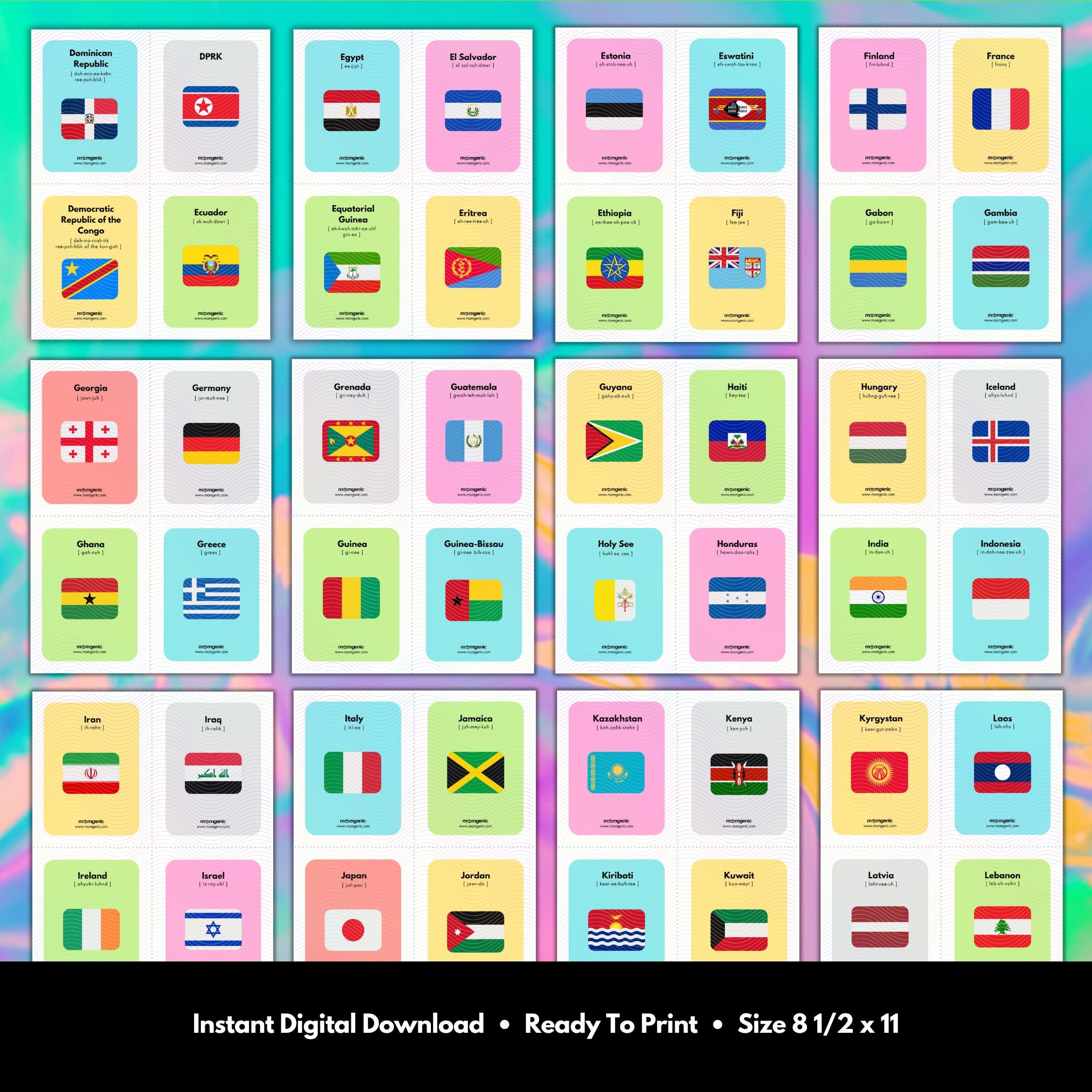 World Flag Flashcards Printable Geography Learning For Kids Ages 4 World Flag Flashcards Printable Geography Learning For Kids Ages 4