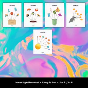 Line tracing worksheets for toddlers ages 2–4, pre-writing practice printable PDF with fun line tracing activities to build fine motor skills. 17-page instant download preschool learning worksheet set.