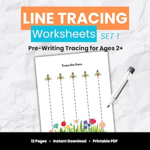 Line Tracing Worksheets, Set 1 | Pre-Writing Tracing for Toddlers | Fine Motor Skills |  Preschool Printable