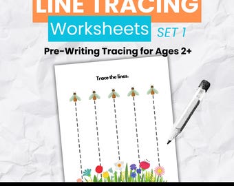 Line Tracing Worksheets, Set 1 | Pre-Writing Tracing for Toddlers | Fine Motor Skills |  Preschool Printable