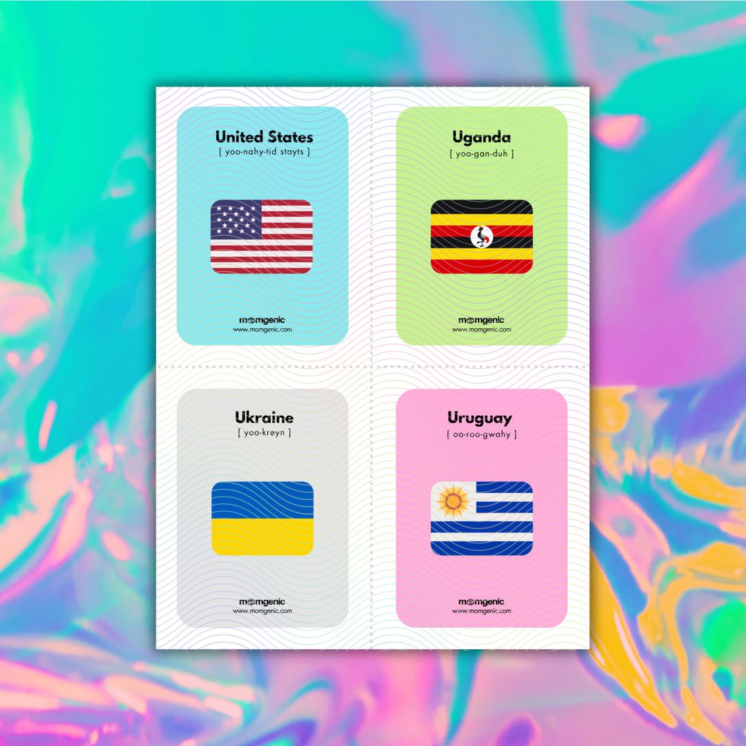 Flags of the World – 228 Country Flags Printable | Geography Flashcards ...