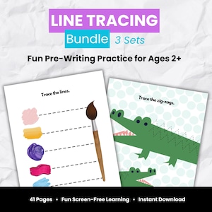 Line Tracing Worksheets Bundle for Toddlers Ages 2+ | Pre-Writing Practice, Fine Motor Skills, Screen-Free Learning, Preschool Printable PDF
