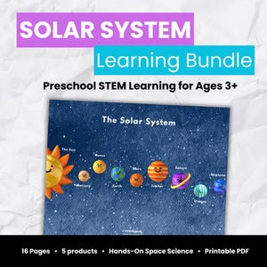 Solar System Learning Bundle | Preschool STEM Space Activities | Science Worksheets for Kids Ages 3–6