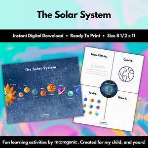 The Solar System (8 planets, stars, sun, moon, toddler learning, homeschool, preschool, prek, kindergarten, printable, instant download)