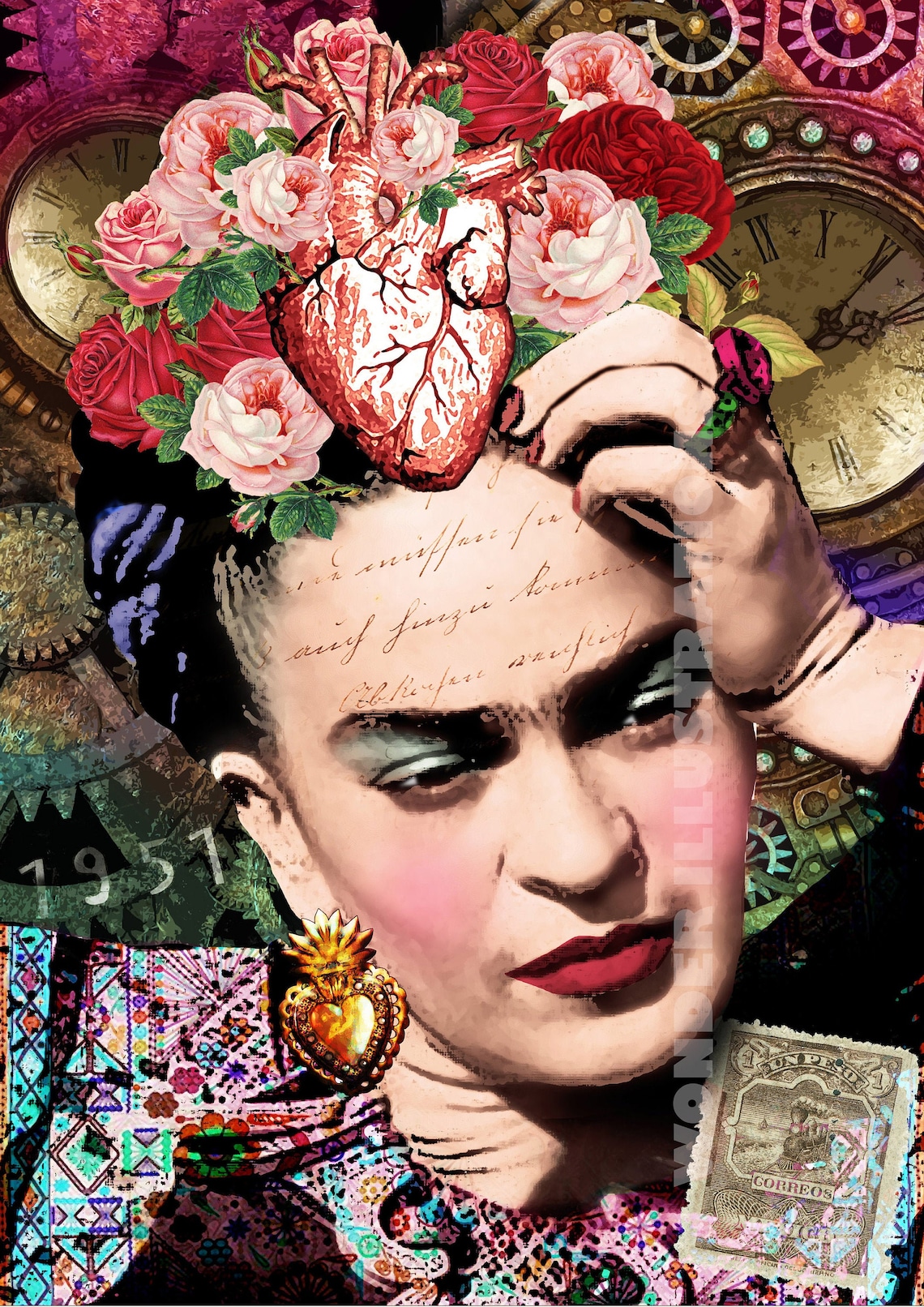 Frida kahlo digital collage instant download digital | Etsy