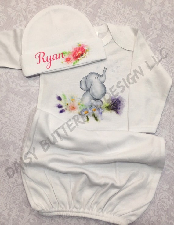 newborn gown and hat