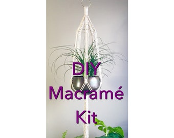 DIY KIT SABRINA Macramé Pattern Beginner//Plant Hanger Supplies Tutorial with or without beads Crafter Makers Tutorial Instructions