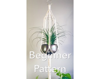 SABRINA Macramé Pattern BEGINNER//Plant Hanger pdf DIY Tutorial with or without beads Crafter Makers Tutorial