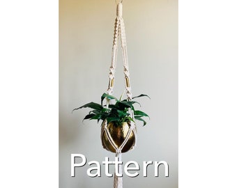 ELSA Macramé Pattern INTERMEDIATE//Tutorial Instructions Pictures Step-by-Step White Retro 70s Plants Thick Copper Beads Planter