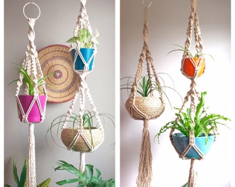 MIDAS Macramé Plant Hangers// Double Plant Hanger Single Plant Hanger Order Together or Separately