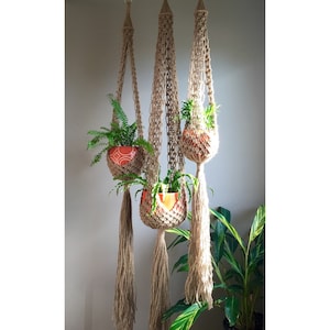 VENUS Macramé Plant Hangers// CHOOSE One or Set Of 3 Retro 70s Bohemian Trio Matching or Order Any One Large Long Jute Boho Hippie