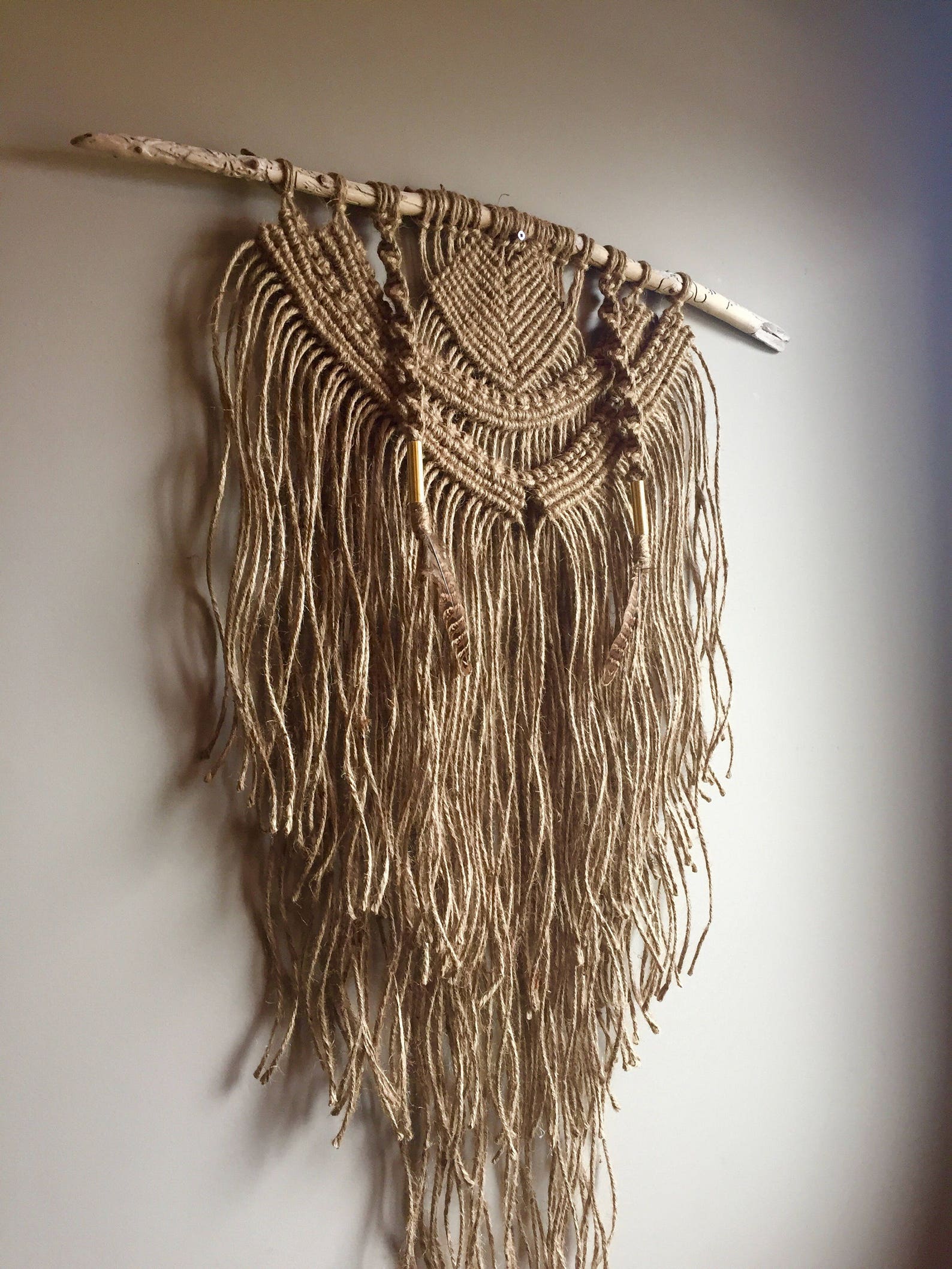 Macrame Wall Hanging Jute Retro 70s Mid Century Modern Vintage Etsy