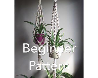 TRINITY Macramé Pattern BEGINNER//Plant Hanger pdf DIY 4 Variations Short Long Square or Spiral Knot Crafter Makers Tutorial