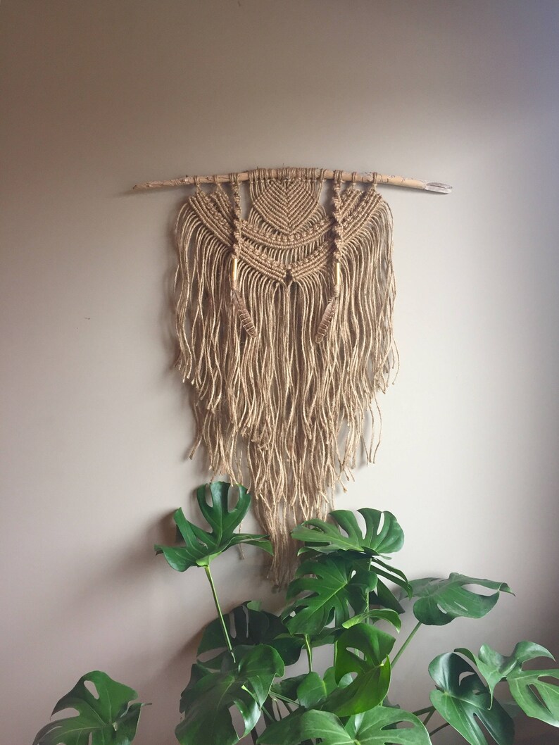 Macrame Wall Hanging Jute Retro 70s Mid Century Modern Vintage Etsy