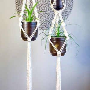 LYRIC in White or Black Macramé Plant Hanger//Single Double Boho Hippie Bohemian Hanging Plant Mid Century Bohemian image 2