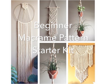 BEGINNER Macramé PATTERN Starter Kit//5 Beginner Patterns pdf DIY Crafter Makers Tutorial Instant Download