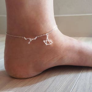 Bransoletka na kostkę ze znakiem zodiaku, Bransoletka na kostkę z gwiazdozbiorem, Bransoletka na kostkę z gwiazdą, Lew, Panna, Waga, Skorpion, Koziorożec, Ryby, Bliźnięta, Byk, Rak, Baran