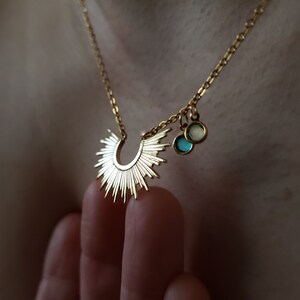 Sunbeam Necklace • Birthstone Flaming Sun Necklace •18k gold Delicate Celestial Layering necklace for woman Bridesmaid Gift Mothers day gift