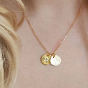 Stamped Disc Zodiac Sign Necklace,Constellation necklace,Leo,Virgo, Libra, Scorpio,Capricorn,Pisces,Gemini,Taurus,Cancer,Aries necklace