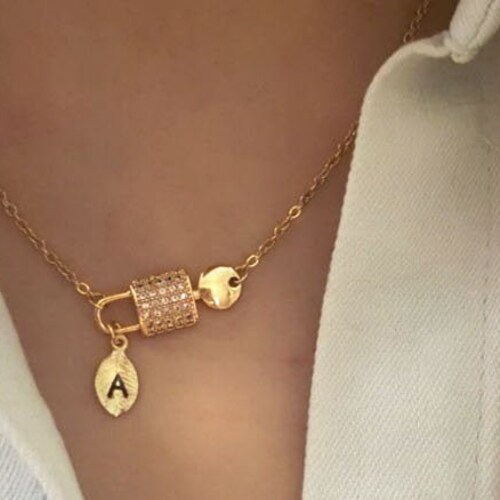 18k Gold Key Necklace Lock Necklace 