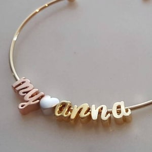 Minimalist Cursive Initial Bangle,Name bangle,initial bangle,Rose Gold Bangle,Best Friends Bracelet, Personalized  Bracelet,Bridesmaid Gift